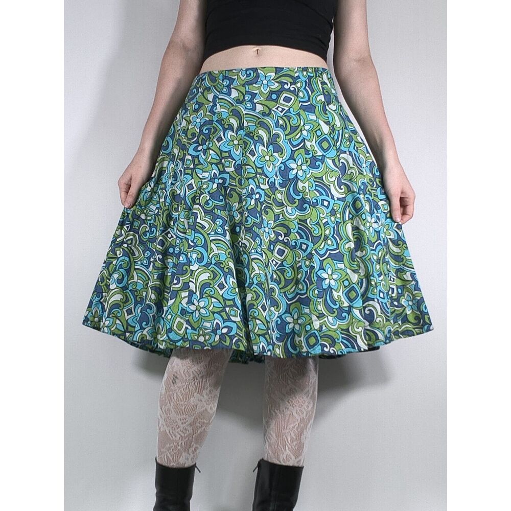 Vintage Cotton Retro Floral Print Skirt
